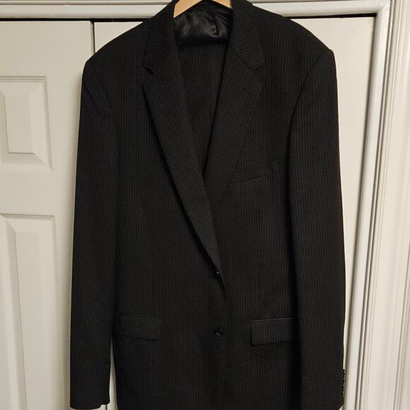 Refined Signature Carrington Charcoal Pinstripe Wool Suit - 100% Wool - Picture 1 of 10